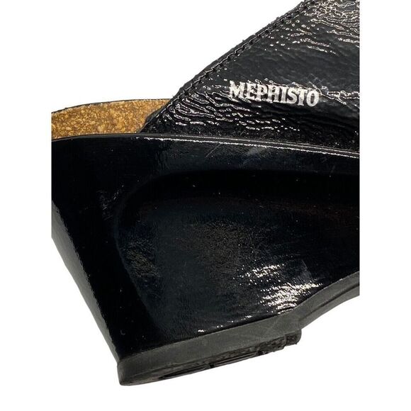 Mephisto Women's Nazli Sandals Black Patent Leather Crystals Wedge Size 10 / 40 - Picture 16 of 16